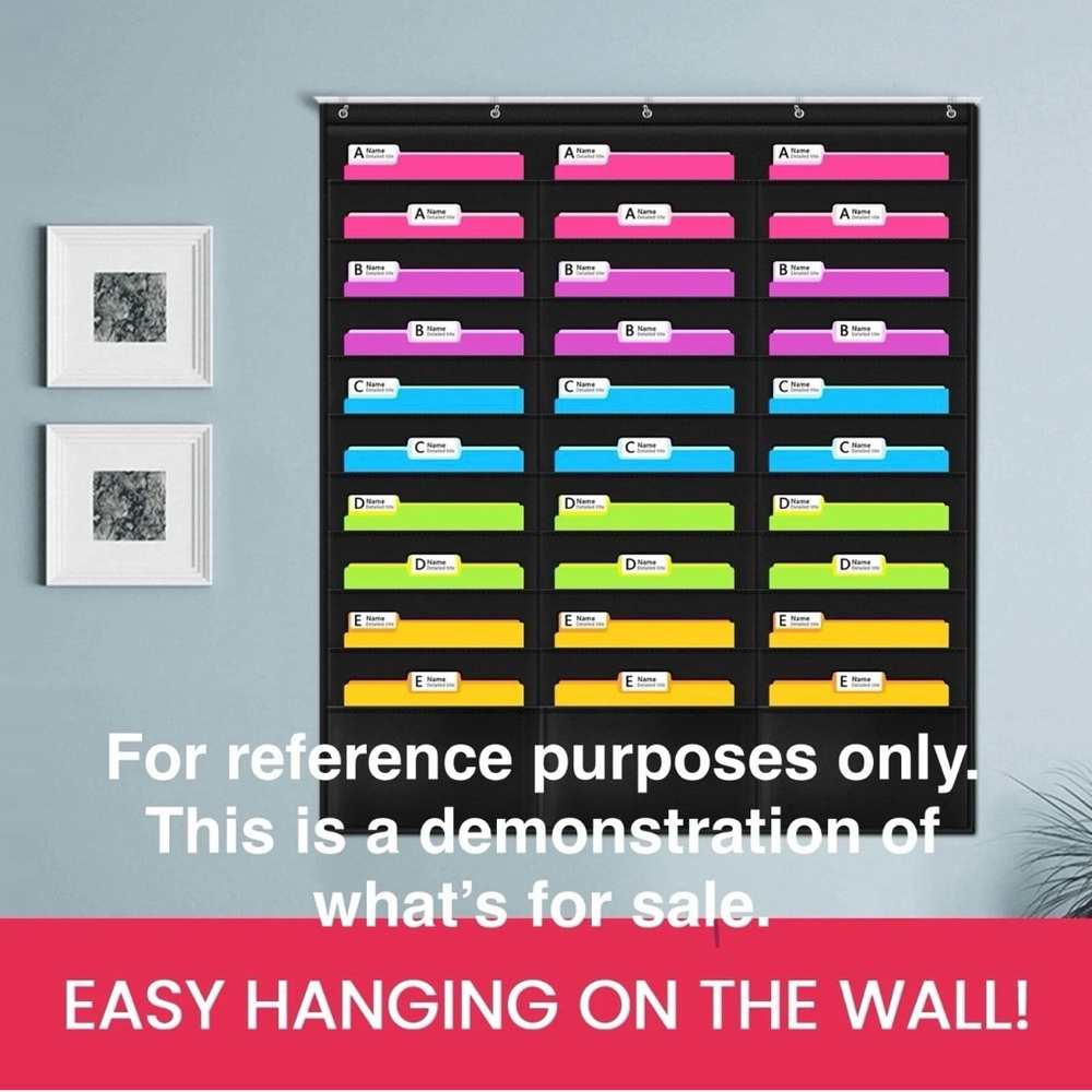 Wall Organizer 30 Pocket Chart File Teacher Office Home  w/6 Accessory Pockets